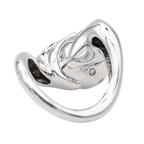 Bague 53 Boucheron Trouble - Bague cocktail en or blanc avec diamants et rubis 58 Facettes 4146849RV