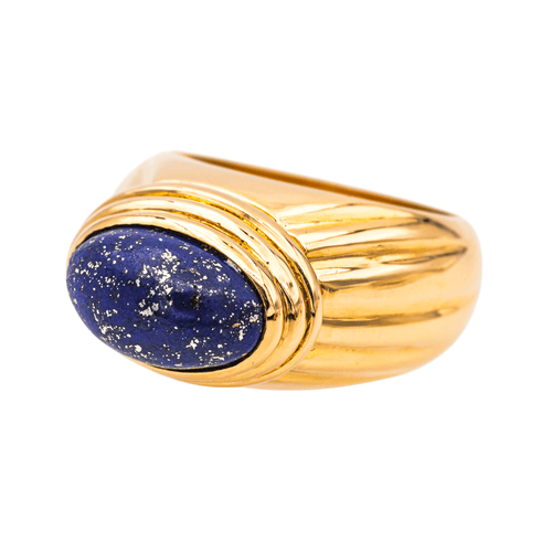 Bague 55 Bague en or jaune 18 carats sertie d’un lapis-lazuli cabochon 58 Facettes 4148027RV