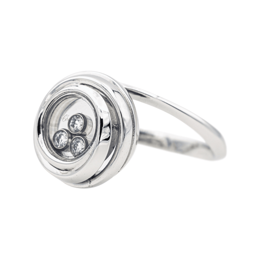 Bague 55 Chopard Happy Emotion - Bague en or blanc avec diamants 58 Facettes 4152529RV