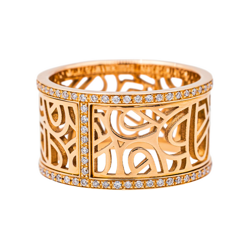 Bague 54 Poiray - Bague Cœur fil en or rose et diamants 58 Facettes 4160472RV