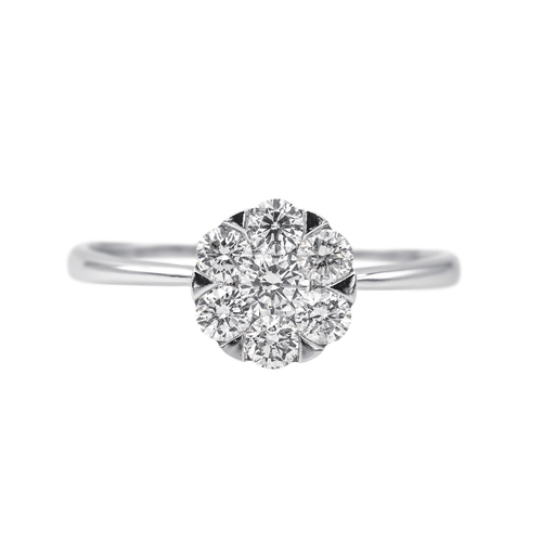 Bague 54 Bague pavée en or blanc 18 carats avec diamants 58 Facettes 4166992RV