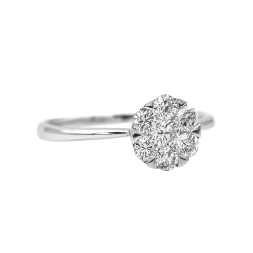 Bague 54 Bague pavée en or blanc 18 carats avec diamants 58 Facettes 4166992RV