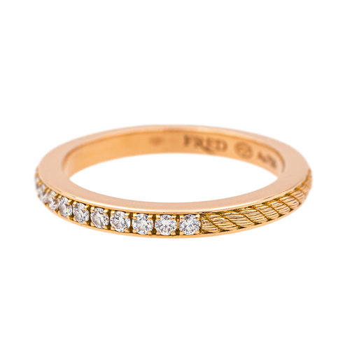 Bague 53 Fred Force 10 - Bague demi-alliance en or rose et diamants 58 Facettes 4167001RV