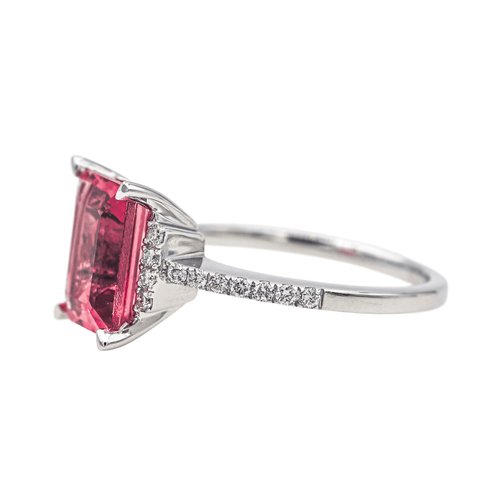 Bague 54 Bague en or blanc 18 carats avec tourmaline rose et diamants 58 Facettes 4167005RV
