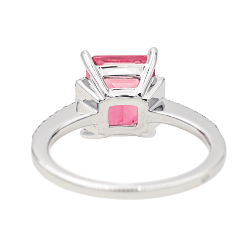 Bague 54 Bague en or blanc 18 carats avec tourmaline rose et diamants 58 Facettes 4167005RV