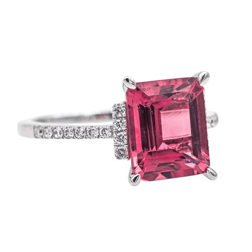 Bague 54 Bague Or blanc Tourmaline, Diamant 58 Facettes 4167005RV