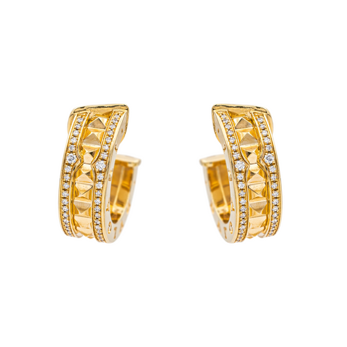 Boucles d'oreilles Bulgari B.zero1 Rock - Boucles d’oreilles créoles en or jaune et diamants 58 Facettes 4173764RV