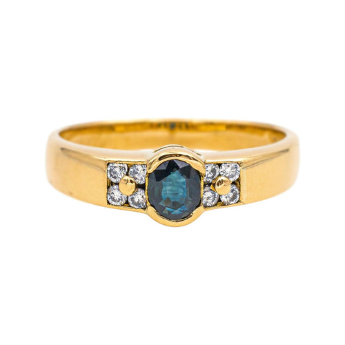 Bague 54.5 Bague en or jaune 18 carats avec saphir ovale et diamants 58 Facettes 4175003CN