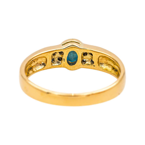 Bague 54.5 Bague en or jaune 18 carats avec saphir ovale et diamants 58 Facettes 4175003CN