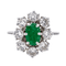 Bague 55 Pompadour - Bague en platine et or blanc avec émeraude et diamants 58 Facettes 4183602CN