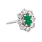 Bague 55 Pompadour - Bague en platine et or blanc avec émeraude et diamants 58 Facettes 4183602CN