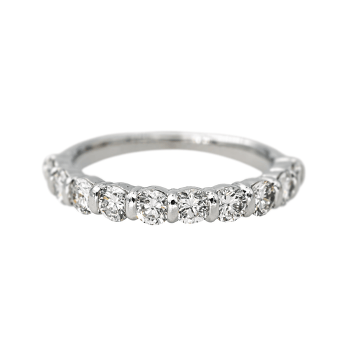 Bague 49 Bague demi-alliance en or blanc 18 carats et diamants 58 Facettes 4191446CN