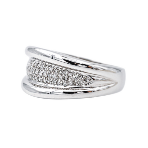 Bague 54 Bague pavée de diamants en or blanc 18 carats 58 Facettes 4195885RV