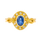 Bague 51 Bague en or jaune 18 carats avec saphir ovale et diamants 58 Facettes 4205265CN