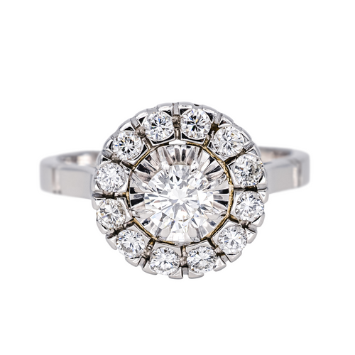 Bague 54 Bague marguerite en or blanc et platine avec diamants 58 Facettes 4226565CN