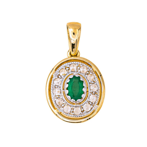 Pendentif Pendentif en or jaune et or blanc 18 carats avec émeraude et diamants 58 Facettes 4227670CN