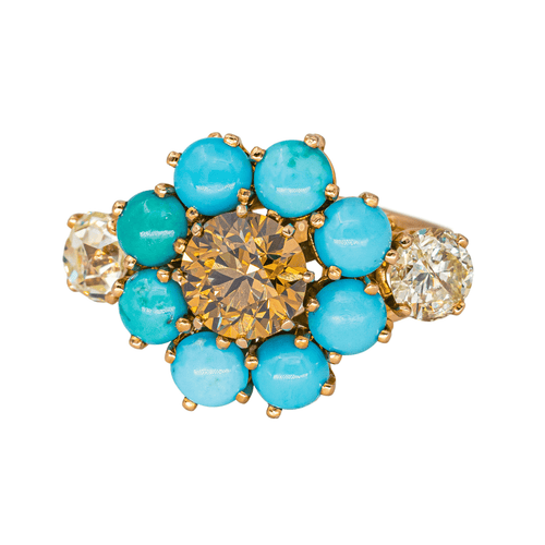 Bague 50 Bague cocktail en or rose 18K avec diamants et turquoises 58 Facettes 4250492CN