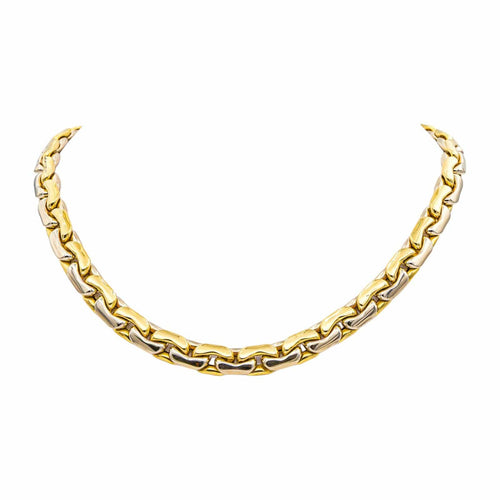 Collier Collier maille haricot en or jaune et blanc 18 carats 58 Facettes 4285550CN