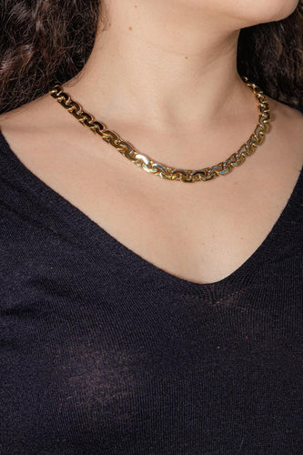 Collier Collier maille haricot en or jaune et blanc 18 carats 58 Facettes 4285550CN