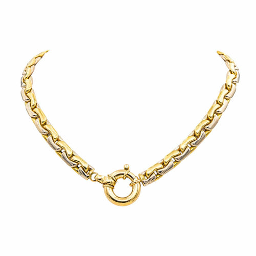 Collier Collier maille haricot en or jaune et blanc 18 carats 58 Facettes 4285550CN
