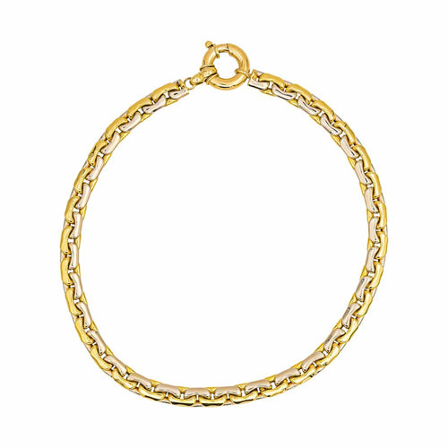Collier Collier maille haricot en or jaune et blanc 18 carats 58 Facettes 4285550CN