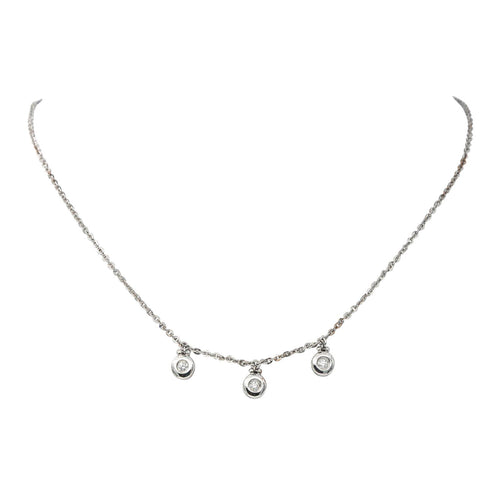 Collier Collier en or blanc 18 carats serti de 3 diamants 58 Facettes 4285554CN