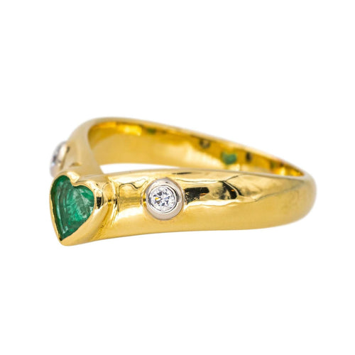 Bague 54 Bague jonc en or jaune 18 carats avec émeraude et diamants 58 Facettes 4286093CN