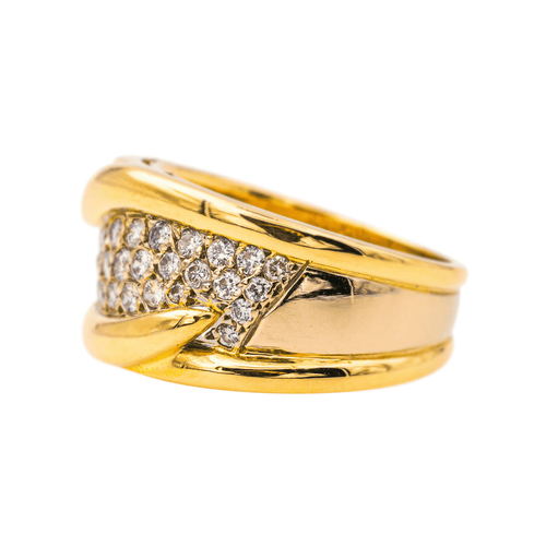 Bague 54 Bague bandeau en or jaune 18 carats pavée de diamants 58 Facettes 4292214RV