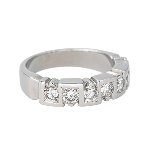 Bague 54 Bague demi-alliance en or blanc 18 carats et diamants 58 Facettes 4292752CN