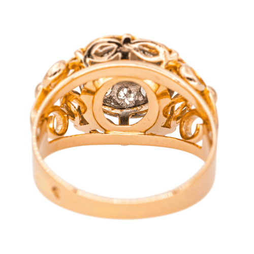 Bague 52 Bague dôme rétro en or rose et or blanc 18 carats, diamants 58 Facettes 4311394CN