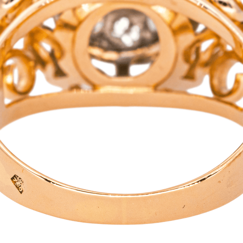 Bague 52 Bague dôme rétro en or rose et or blanc 18 carats, diamants 58 Facettes 4311394CN