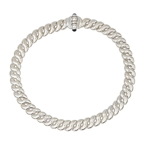 Collier Collier en or blanc 18 carats avec saphirs cabochon 58 Facettes 4324637CN