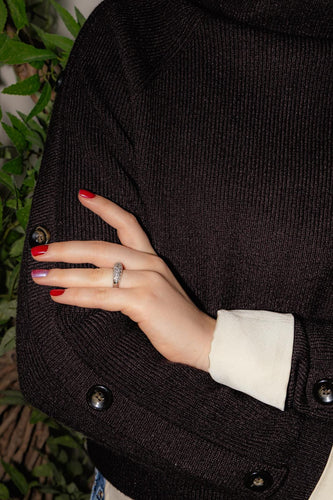 Bague 51 Bague en or blanc 18 carats pavée de diamants 58 Facettes 4324638CN