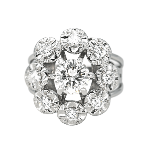 Bague 53 Bague marguerite sertie de diamants en or blanc et platine 58 Facettes 4328900CN