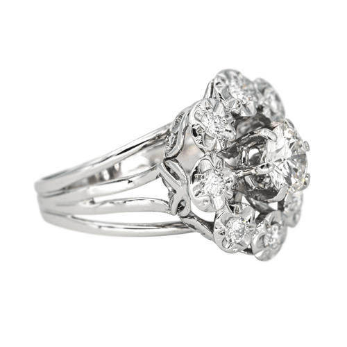 Bague 53 Bague marguerite sertie de diamants en or blanc et platine 58 Facettes 4328900CN