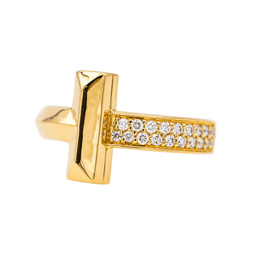 Bague 51 Tiffany & Co - Bague T pavée de diamants en or jaune 58 Facettes 4342791RV