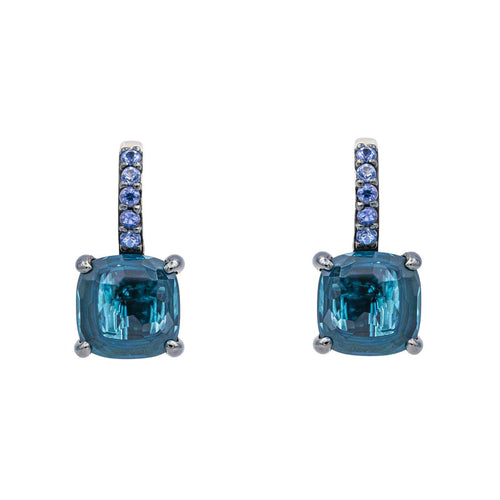 Boucles d'oreilles Pomellato Baby - Boucles d’oreilles dormeuses en or blanc avec topazes et saphirs 58 Facettes 4343109RV