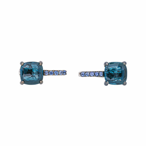 Boucles d'oreilles Pomellato Baby - Boucles d’oreilles dormeuses en or blanc avec topazes et saphirs 58 Facettes 4343109RV