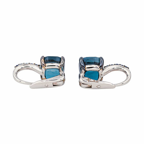Boucles d'oreilles Pomellato Baby - Boucles d’oreilles dormeuses en or blanc avec topazes et saphirs 58 Facettes 4343109RV