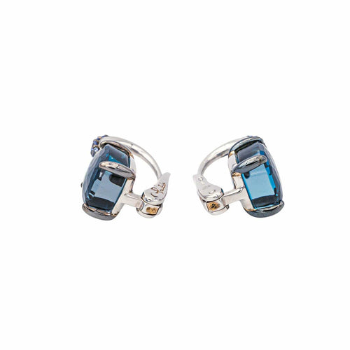 Boucles d'oreilles Pomellato Baby - Boucles d’oreilles dormeuses en or blanc avec topazes et saphirs 58 Facettes 4343109RV