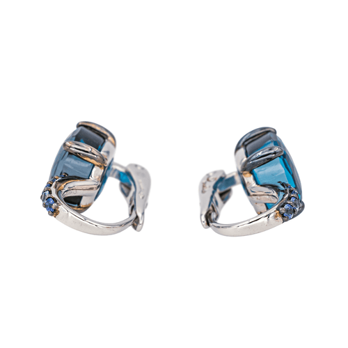 Boucles d'oreilles Pomellato Baby - Boucles d’oreilles dormeuses en or blanc avec topazes et saphirs 58 Facettes 4343109RV