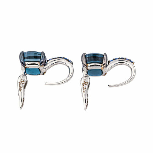 Boucles d'oreilles Pomellato Baby - Boucles d’oreilles dormeuses en or blanc avec topazes et saphirs 58 Facettes 4343109RV