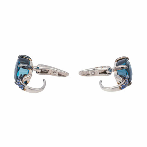 Boucles d'oreilles Pomellato Baby - Boucles d’oreilles dormeuses en or blanc avec topazes et saphirs 58 Facettes 4343109RV