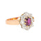 Bague 54 Bague marguerite en or rose et platine avec rubis et diamants 58 Facettes 4354716CN