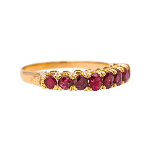 Bague 55 Bague demi-alliance en or jaune 18 carats et rubis 58 Facettes 4354720CN