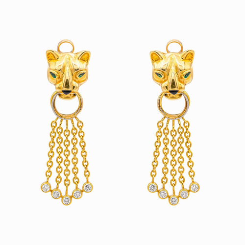 Boucles d'oreilles Cartier Sierra - Boucles d’oreilles panthère en or jaune et diamants, tsavorites 58 Facettes 4364140RV