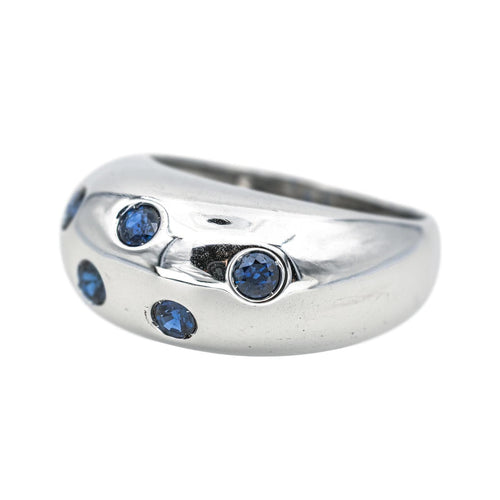 Bague 55 Bague demi-jonc en or blanc 18 carats sertie de saphirs 58 Facettes 4377132RV