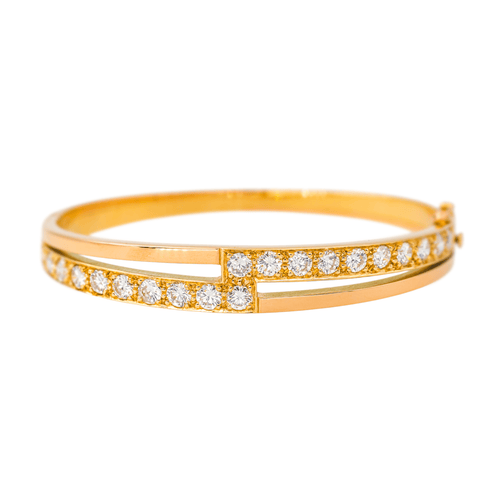 Bracelet Bracelet jonc en or jaune 18K serti de diamants 58 Facettes 4387215CN