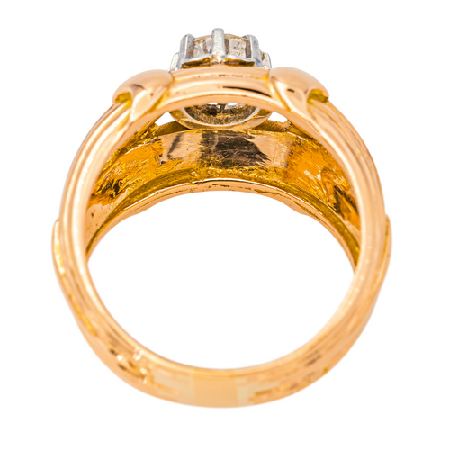 Bague 53 Bague cocktail rétro en or rose 18K et platine avec diamant 58 Facettes 4387235CN