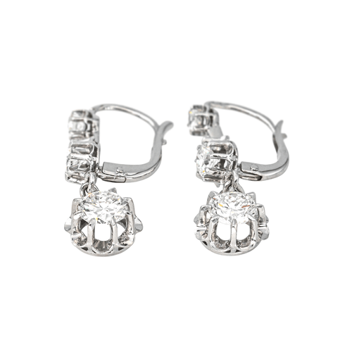 Boucles d'oreilles Boucles d'oreilles dormeuses en or blanc 18K et diamants 58 Facettes 4387236CN